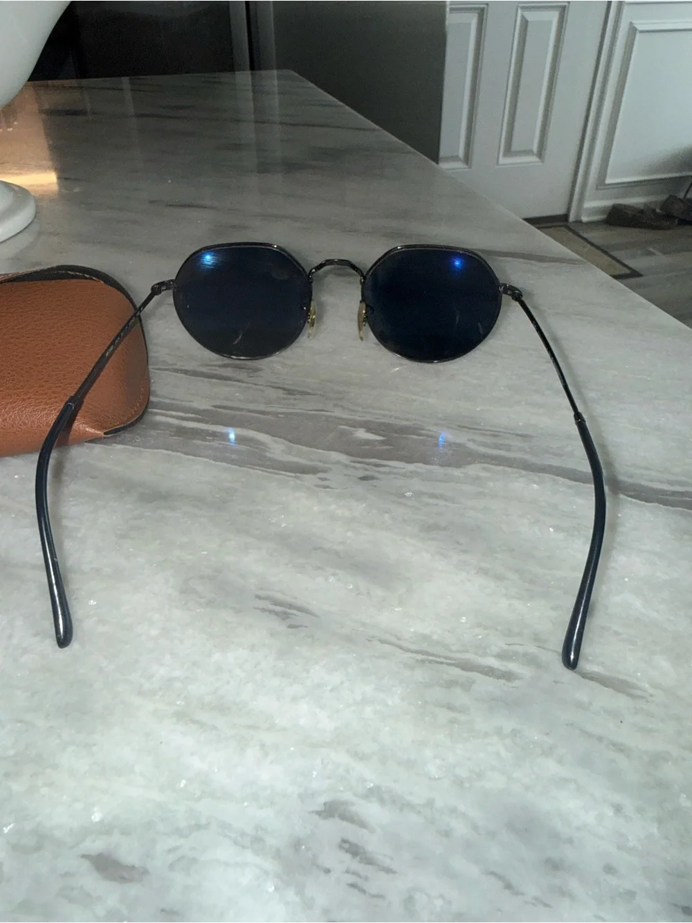 Ray-Ban Round Metal Sunglasses - Black Lenses with Gold Accents
